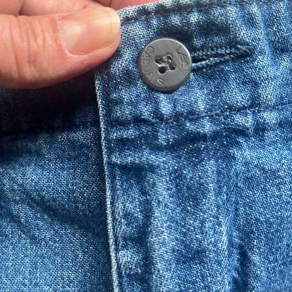 Vintage Lee 100% Cotton Super Highrise Pleated Denim Bermuda Short Sz14VTG=8-10 - Picture 3 of 10